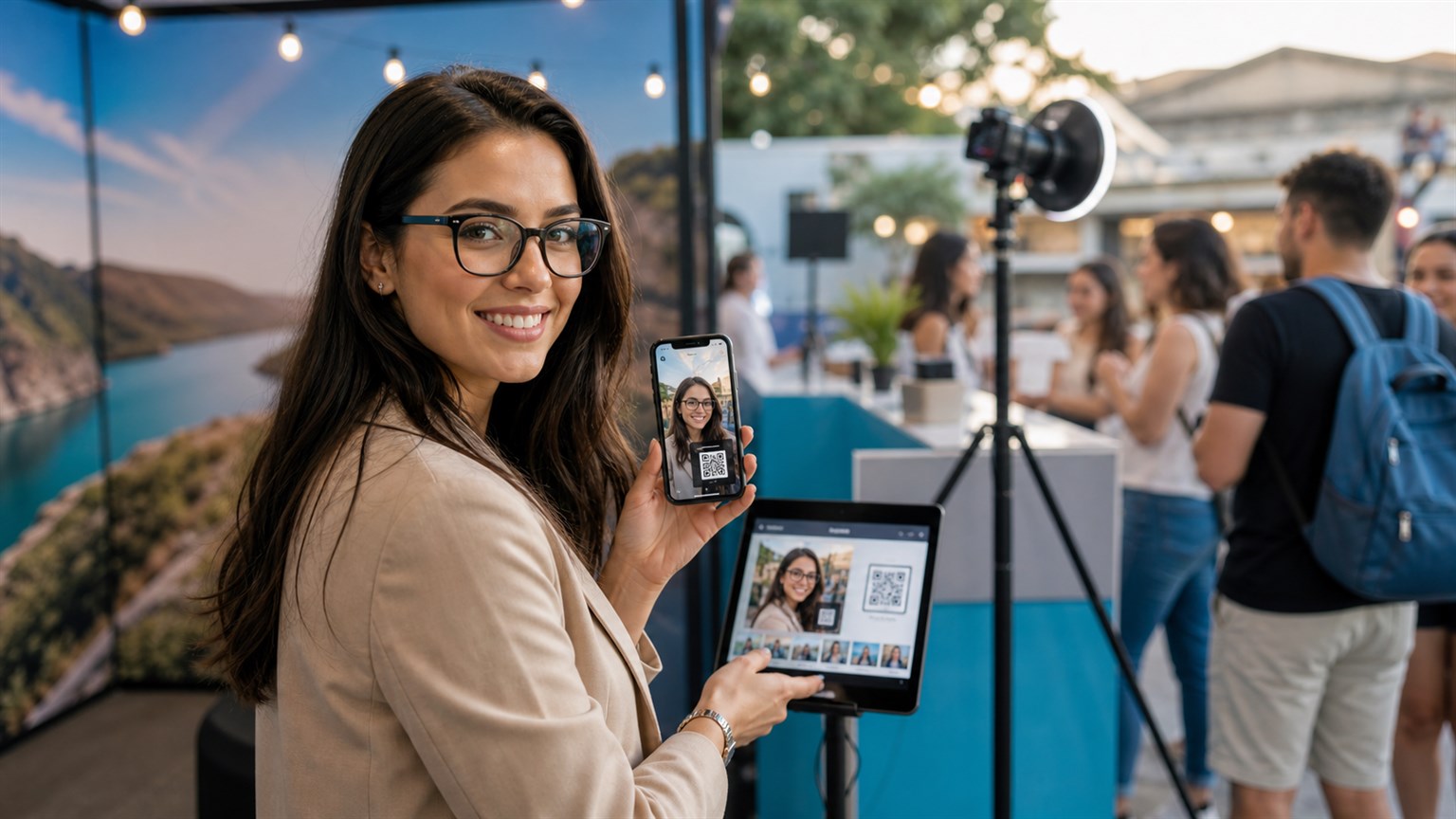 Fotorealistyczna konsultantka TECH5 prezentująca system eSelfie na wydarzeniu